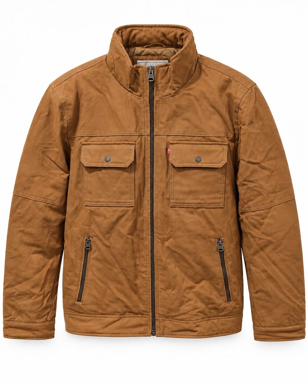 Levi's Tan Canvas Work Jacket Men's L Quilted Lined Corduroy Collar Workwear